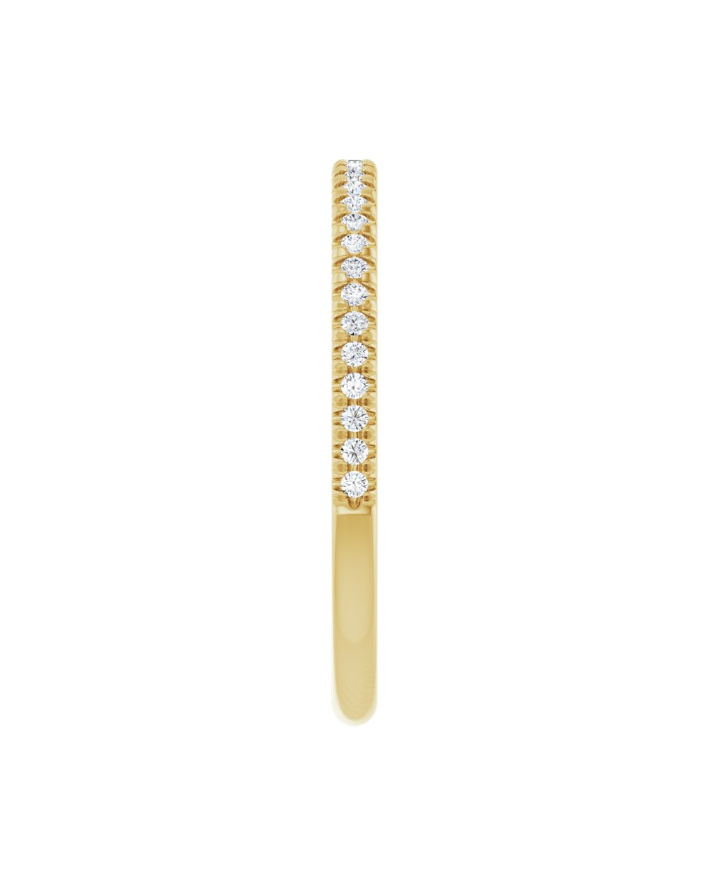 Anel Meia Aliança em Ouro 14k com Diamantes Naturais – Cravação Francesa – Amarelo 14k