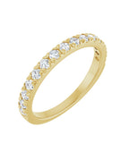 Anel Meia Aliança em Ouro 14k com Diamantes Naturais – Cravação Francesa – Amarelo 14k, 0,38 ct