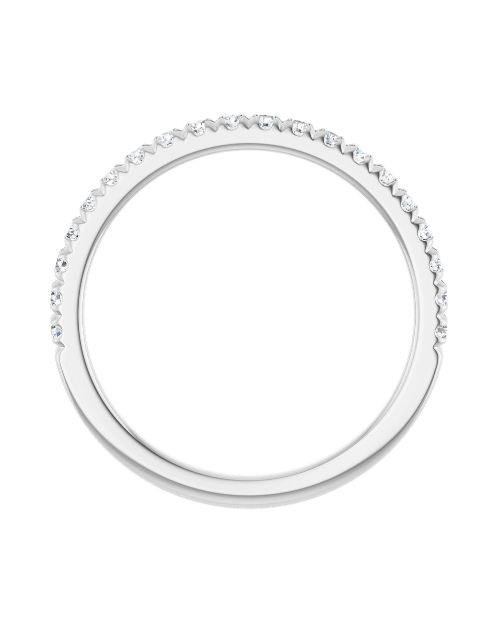 Anel Meia Aliança em Ouro 14k com Diamantes Naturais – Cravação Francesa – Branco 14k