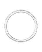 Anel Meia Aliança em Ouro 14k com Diamantes Naturais – Cravação Francesa – Branco 14k