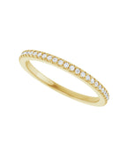 Anel Meia Aliança em Ouro 14k com Diamantes Naturais – Cravação Francesa – Amarelo 14k