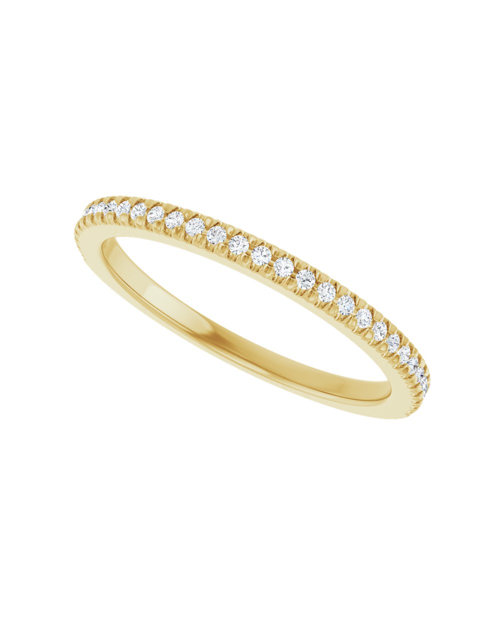 Anel Meia Aliança em Ouro 14k com Diamantes Naturais – Cravação Francesa – Amarelo 14k