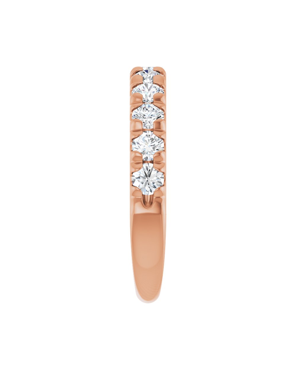 Anel Meia Aliança em Ouro 14k com Diamantes Naturais – Cravação Francesa – Rosé 14k