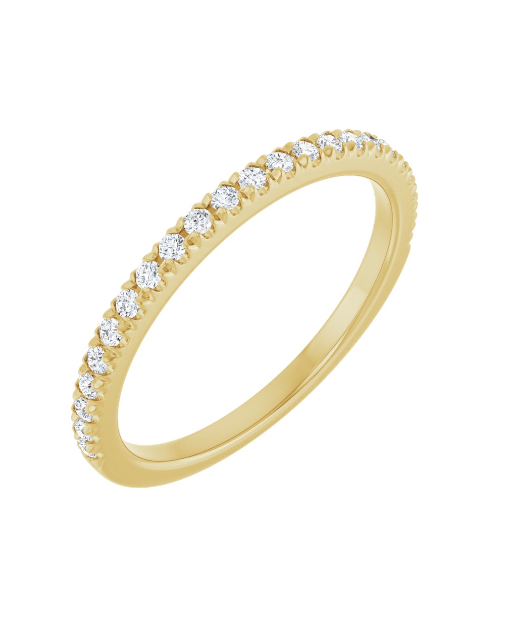 Anel Meia Aliança em Ouro 14k com Diamantes Naturais – Cravação Francesa – Amarelo 14k, 0,20 ct