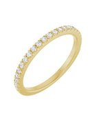 Anel Meia Aliança em Ouro 14k com Diamantes Naturais – Cravação Francesa – Amarelo 14k, 0,20 ct