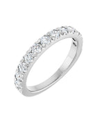 Anel Meia Aliança em Ouro 14k com Diamantes Naturais – Cravação Francesa – Branco 14k, 0,75 ct