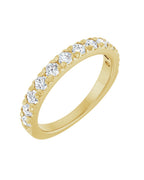 Anel Meia Aliança em Ouro 14k com Diamantes Naturais – Cravação Francesa – Amarelo 14k, 0,75 ct
