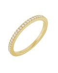 Anel Meia Aliança em Ouro 14k com Diamantes Naturais – Cravação Francesa – Amarelo 14k