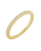 Anel Meia Aliança em Ouro 14k com Diamantes Naturais – Cravação Francesa – Amarelo 14k