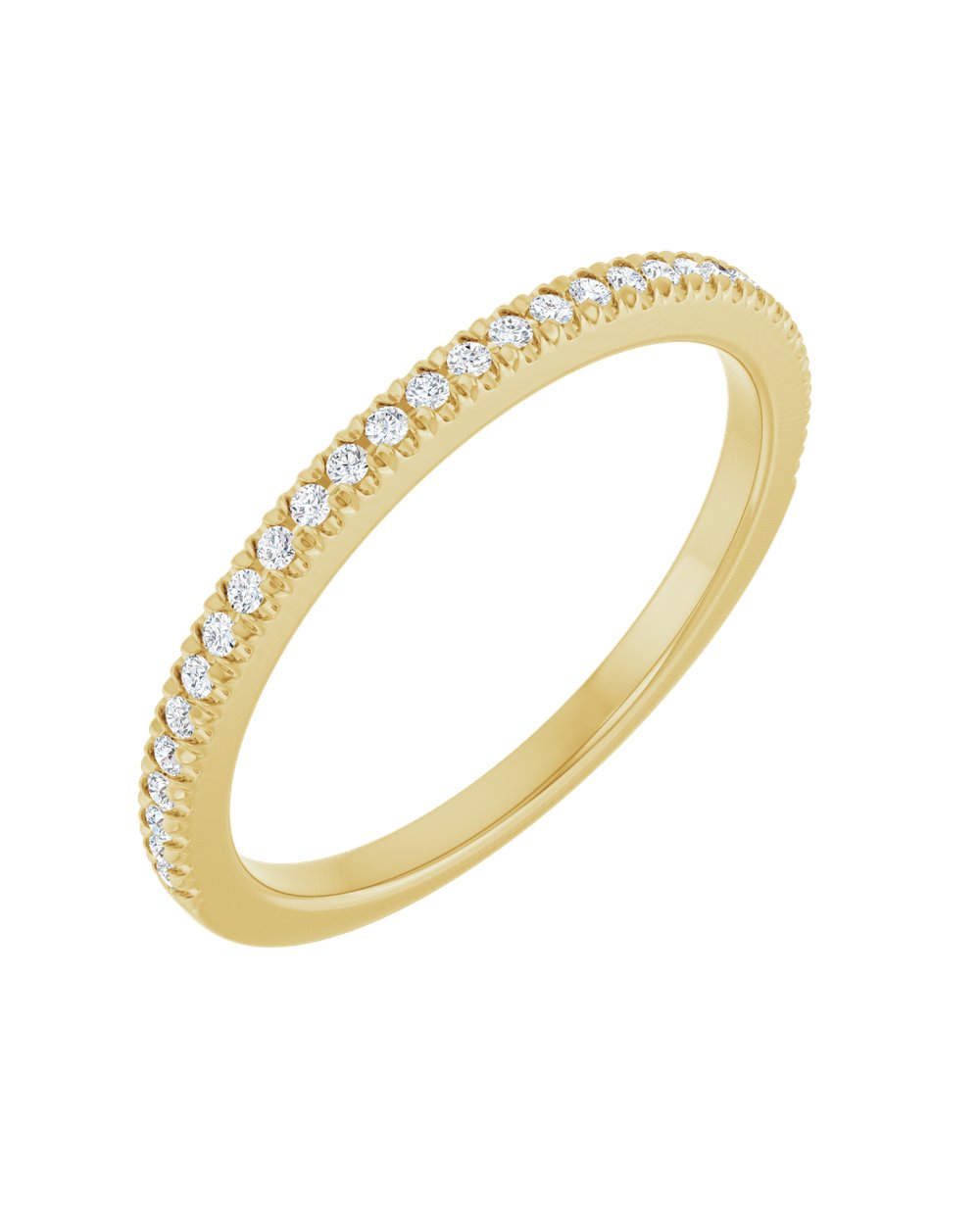 Anel Meia Aliança em Ouro 14k com Diamantes Naturais – Cravação Francesa – Amarelo 14k