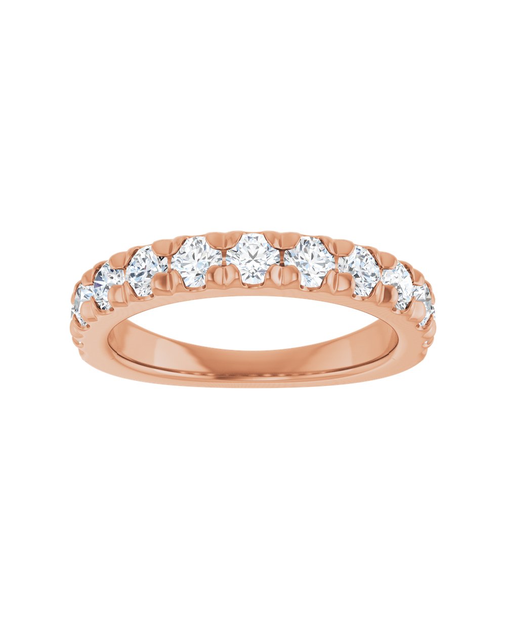 Anel Meia Aliança em Ouro 14k com Diamantes Naturais – Cravação Francesa – Rosé 14k