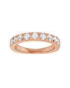 Anel Meia Aliança em Ouro 14k com Diamantes Naturais – Cravação Francesa – Rosé 14k