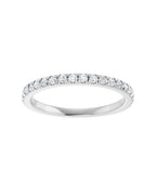 Anel Meia Aliança em Ouro 14k com Diamantes Naturais – Cravação Francesa – Branco 14k