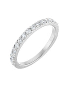 Anel Meia Aliança em Ouro 14k com Diamantes Naturais – Cravação Francesa – Branco 14k, 0,33 ct