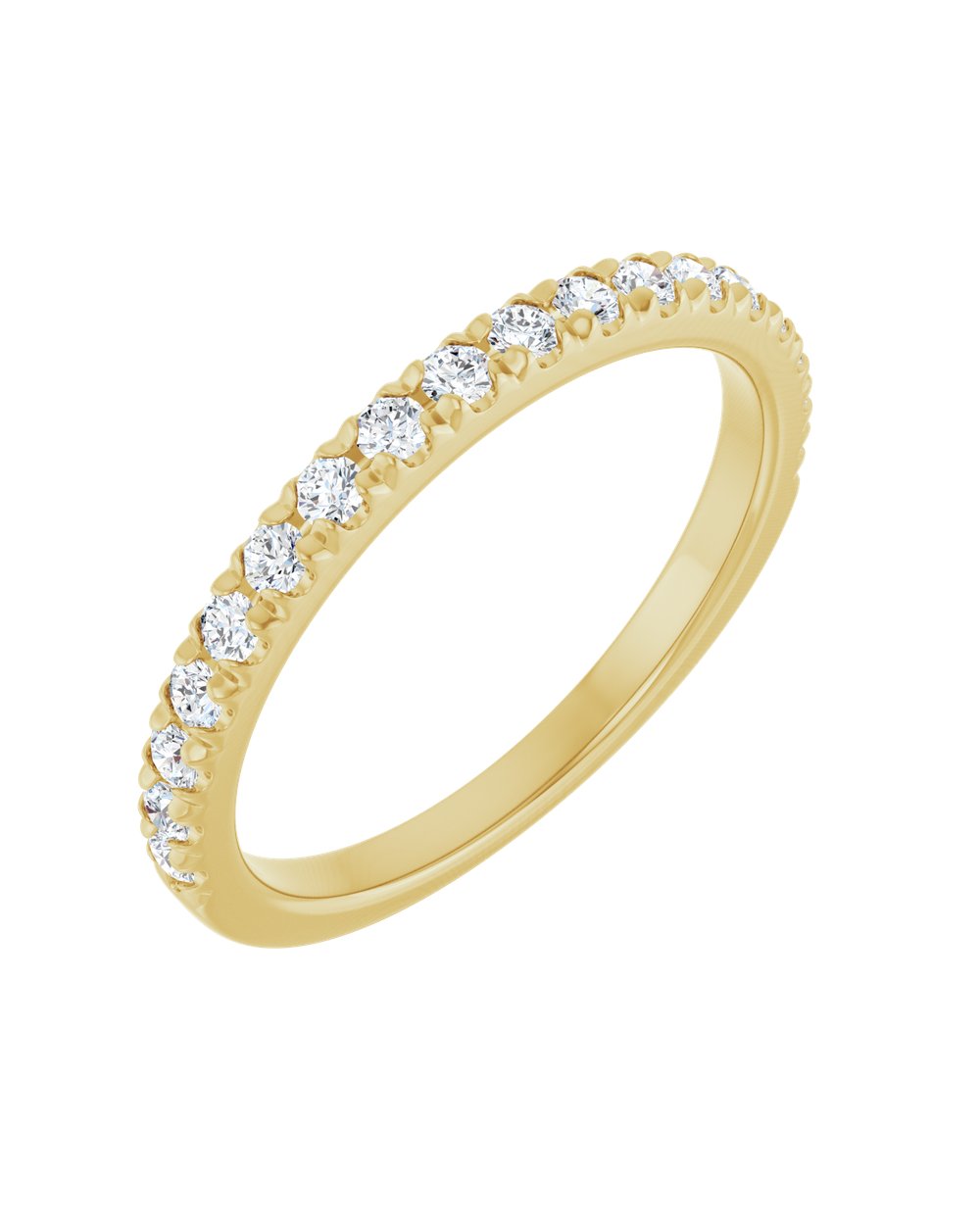 Anel Meia Aliança em Ouro 14k com Diamantes Naturais – Cravação Francesa – Amarelo 14k, 0,33 ct