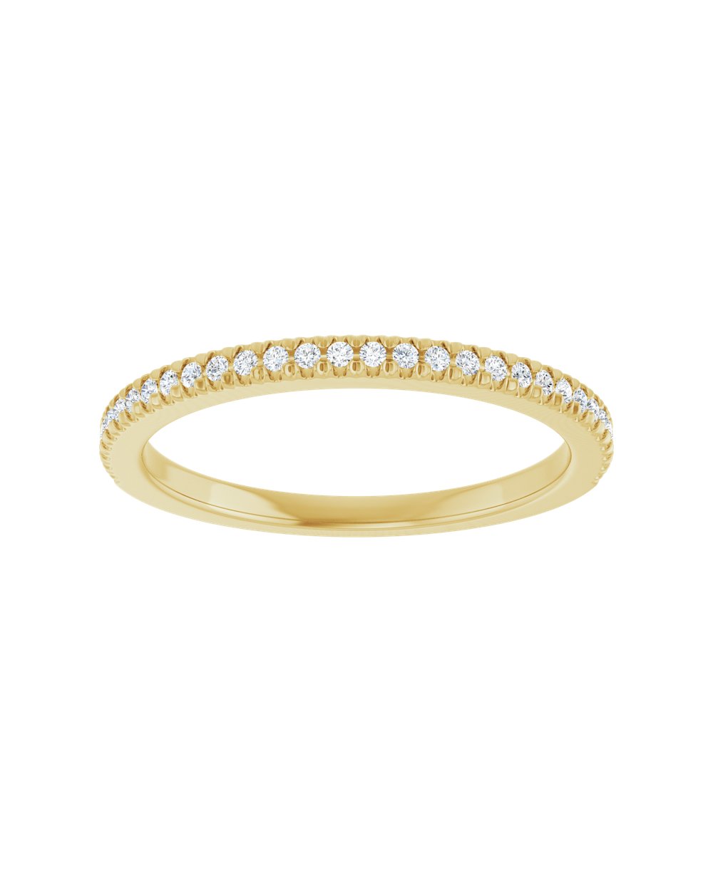 Anel Meia Aliança em Ouro 14k com Diamantes Naturais – Cravação Francesa – Amarelo 14k