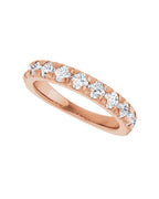 Anel Meia Aliança em Ouro 14k com Diamantes Naturais – Cravação Francesa – Rosé 14k