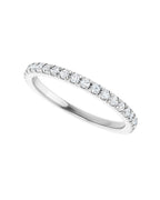 Anel Meia Aliança em Ouro 14k com Diamantes Naturais – Cravação Francesa – Branco 14k