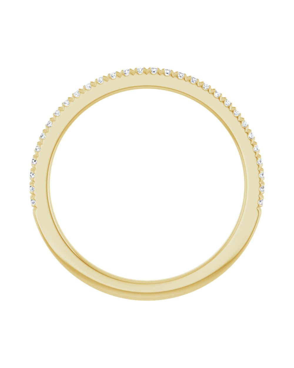 Anel Meia Aliança em Ouro 14k com Diamantes Naturais – Cravação Francesa – Amarelo 14k
