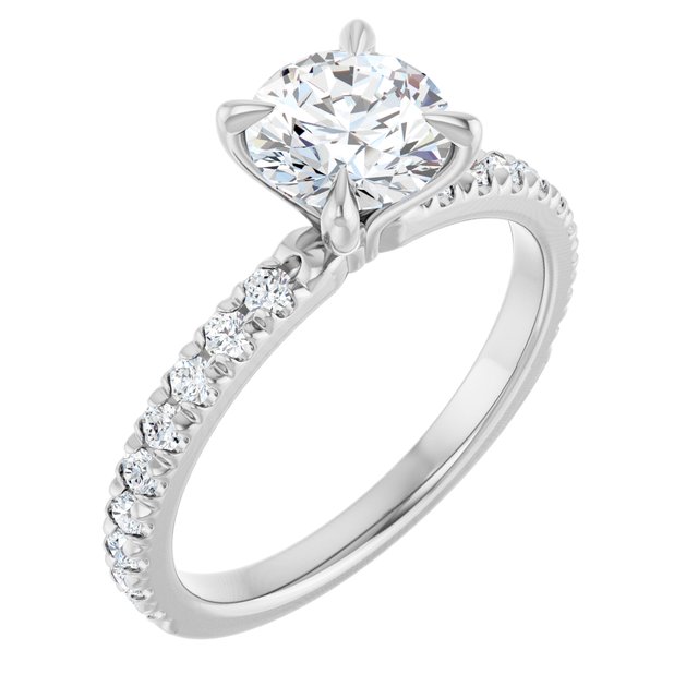 Anel de Noivado Laterais Cravejadas em Ouro 14k com Diamantes Naturais – Modelo 5 – Branco 14k