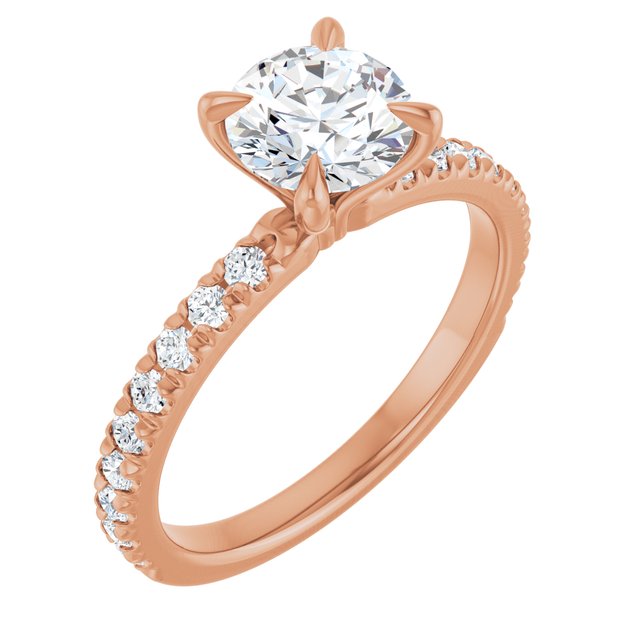 Anel de Noivado Laterais Cravejadas em Ouro 14k com Diamantes Naturais – Modelo 5 – Rosé 14k
