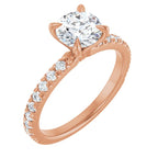 Anel de Noivado Laterais Cravejadas em Ouro 14k com Diamantes Naturais – Modelo 5 – Rosé 14k