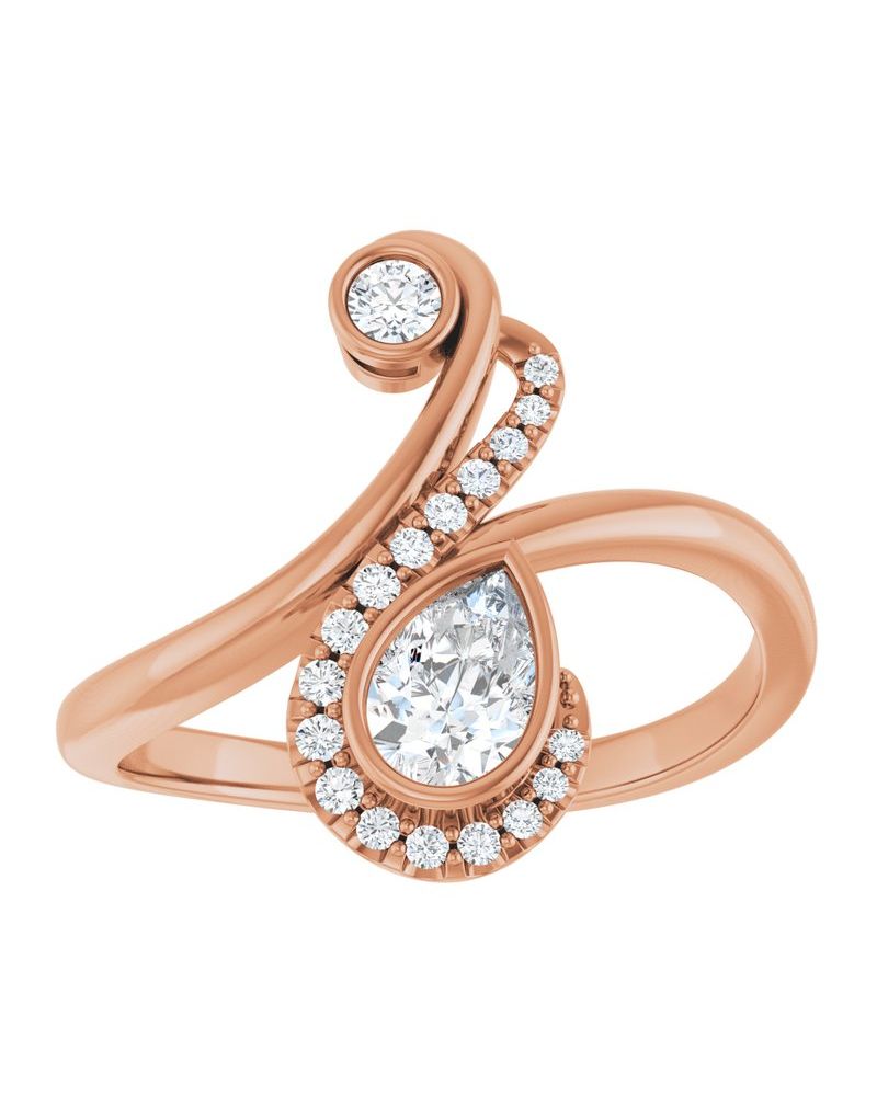 Anel Bypass com Cravação Bezel em Ouro 14k com Diamantes Naturais – Modelo 2