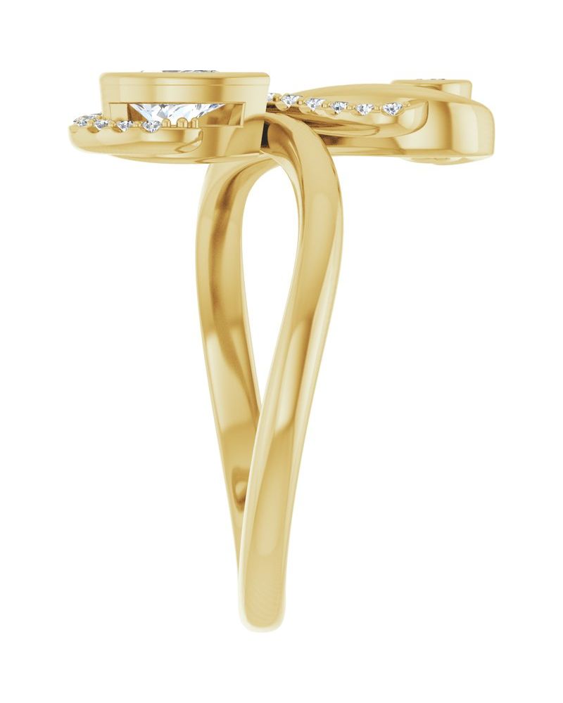 Anel Bypass com Cravação Bezel em Ouro 14k com Diamantes Naturais – Modelo 2