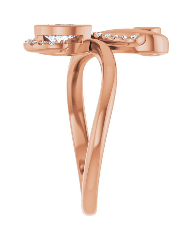 Anel Bypass com Cravação Bezel em Ouro 14k com Diamantes Naturais – Modelo 2