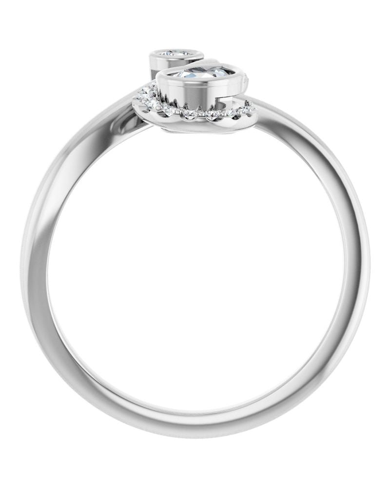 Anel Bypass com Cravação Bezel em Ouro 14k com Diamantes Naturais – Modelo 2