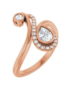 Anel Bypass com Cravação Bezel em Ouro 14k com Diamantes Naturais – Modelo 2