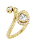 Anel Bypass com Cravação Bezel em Ouro 14k com Diamantes Naturais – Modelo 2
