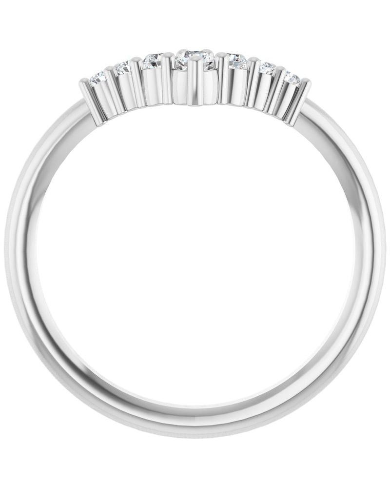 Anel em V Degradê em Ouro 14k com Diamantes Naturais