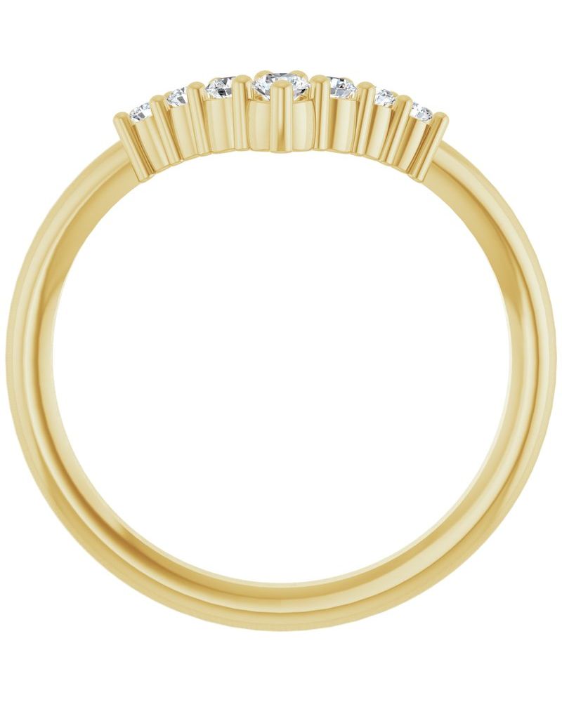 Anel em V Degradê em Ouro 14k com Diamantes Naturais
