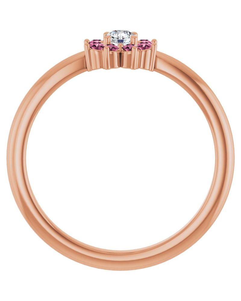 Anel Flor Infantil em Ouro 14k com Diamantes Naturais