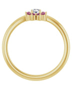 Anel Flor Infantil em Ouro 14k com Diamantes Naturais
