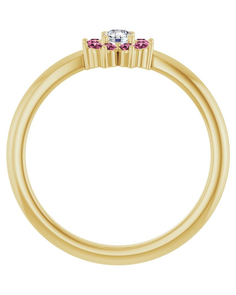 Anel Flor Infantil em Ouro 14k com Diamantes Naturais
