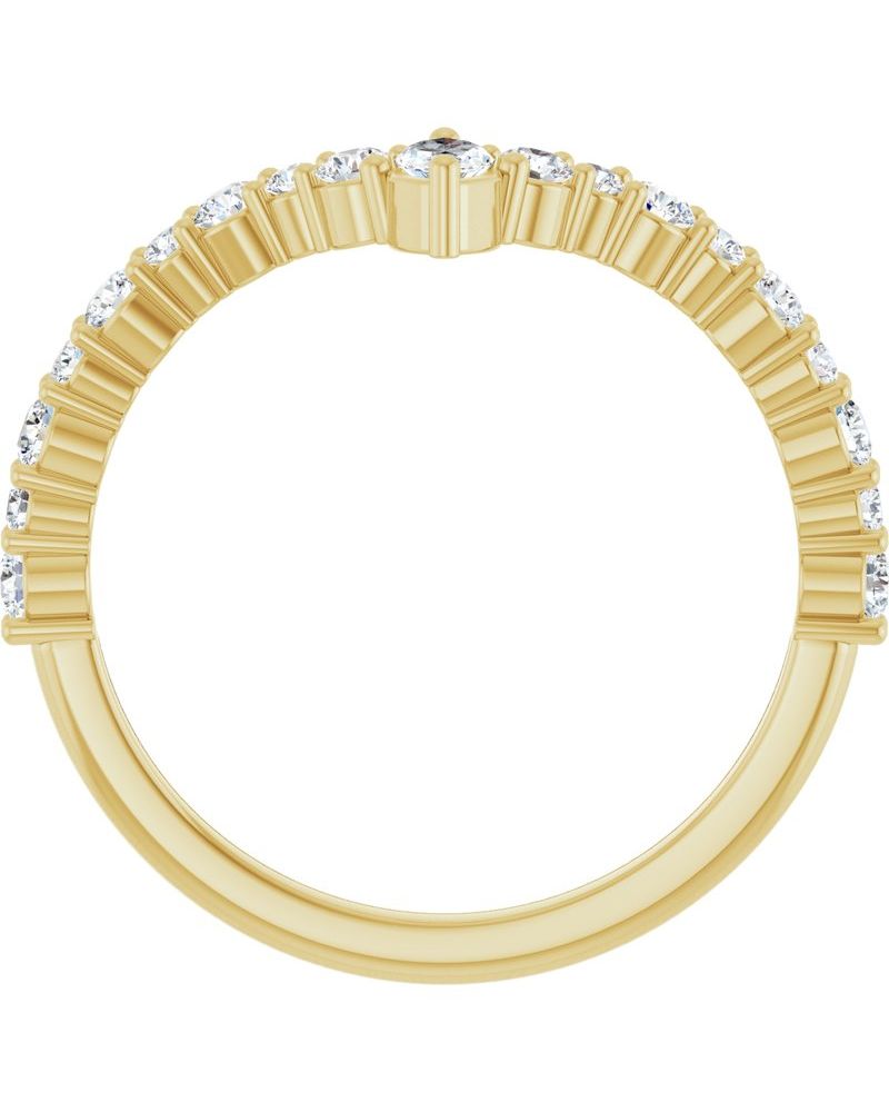 Anel em V Cravejado em Ouro 14k com Diamantes Naturais – Modelo 3