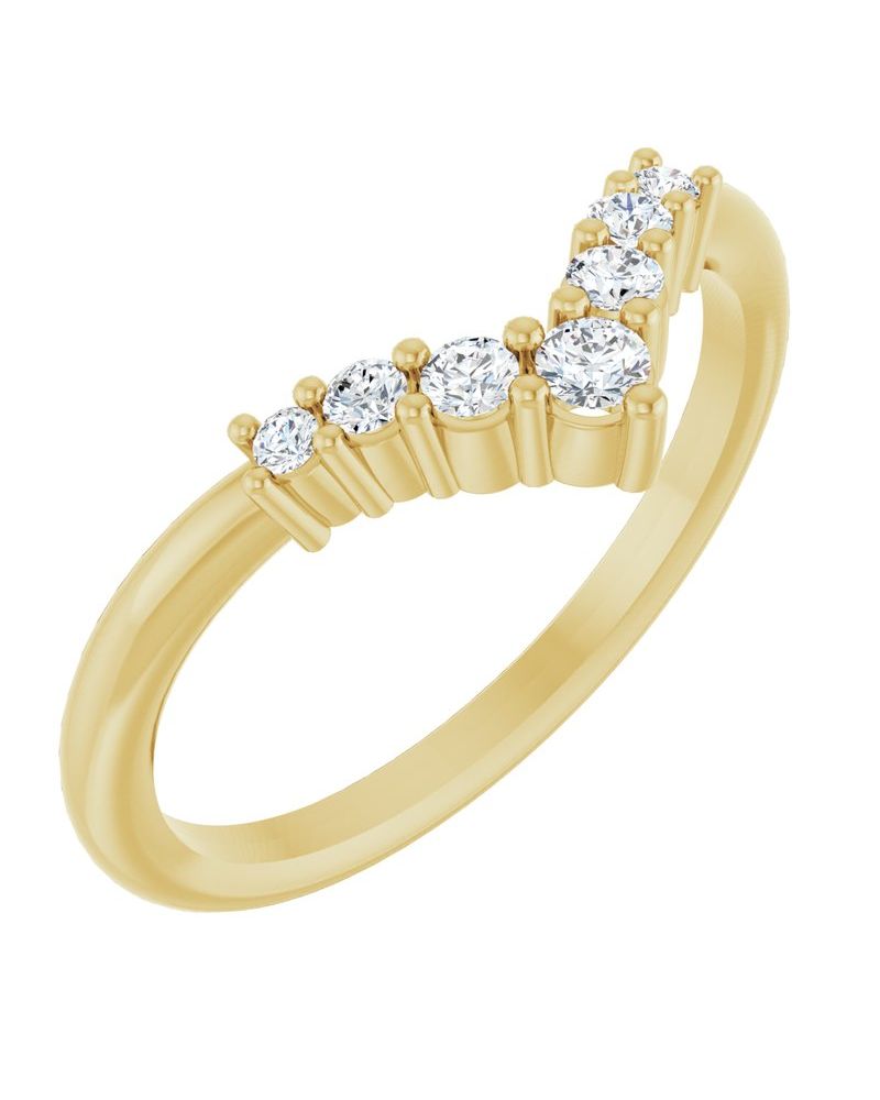 Anel em V Degradê em Ouro 14k com Diamantes Naturais