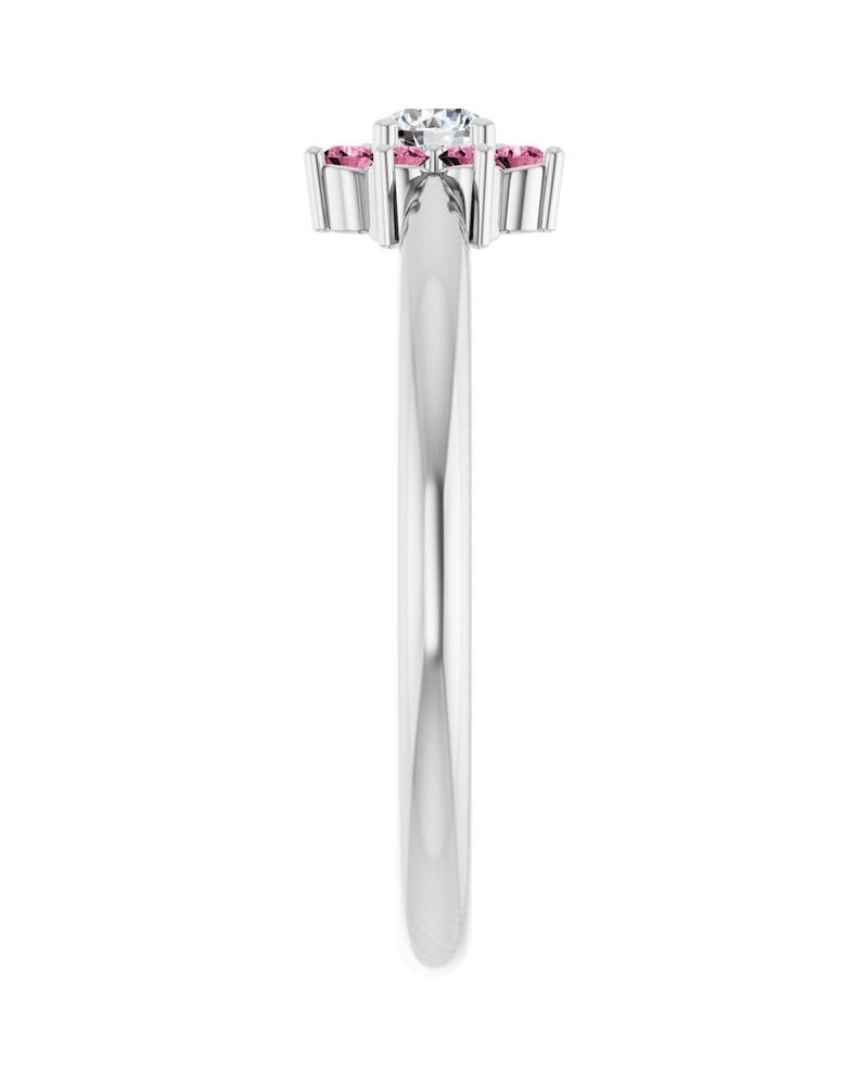 Anel Flor Infantil em Ouro 14k com Diamantes Naturais