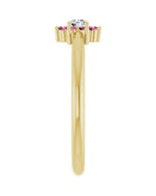 Anel Flor Infantil em Ouro 14k com Diamantes Naturais