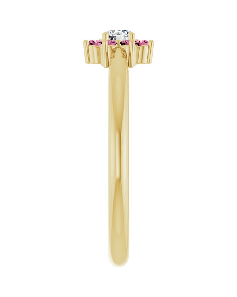 Anel Flor Infantil em Ouro 14k com Diamantes Naturais