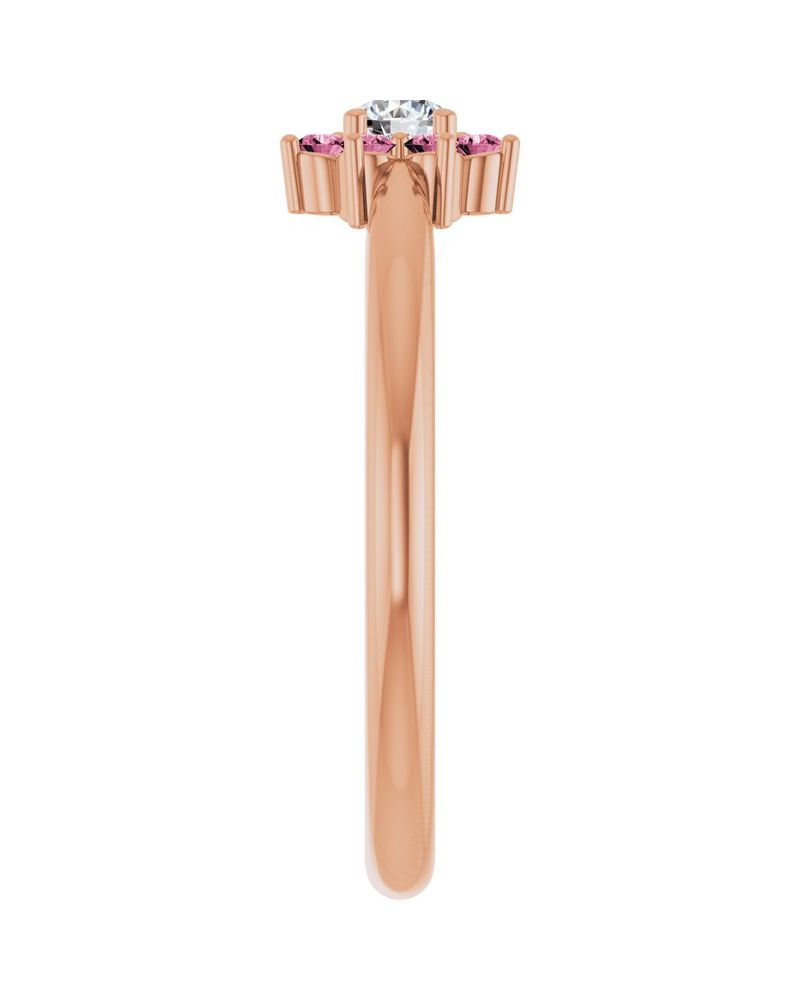 Anel Flor Infantil em Ouro 14k com Diamantes Naturais