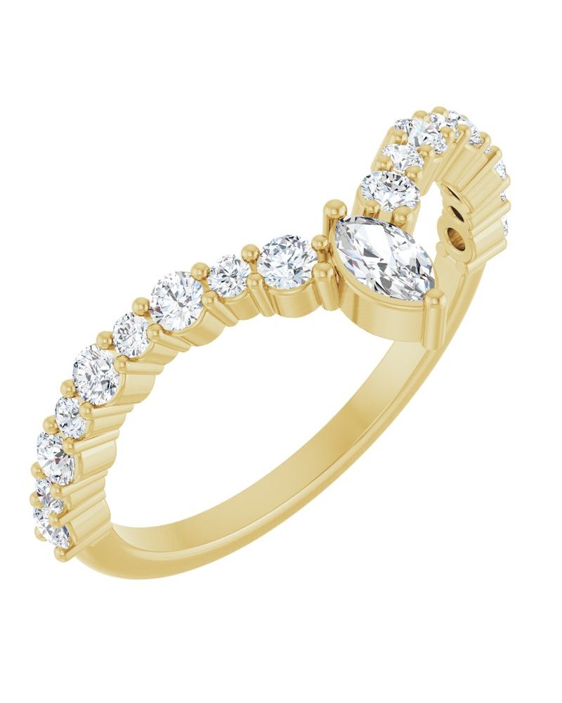 Anel em V Cravejado em Ouro 14k com Diamantes Naturais – Modelo 3