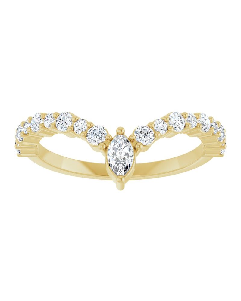 Anel em V Cravejado em Ouro 14k com Diamantes Naturais – Modelo 3