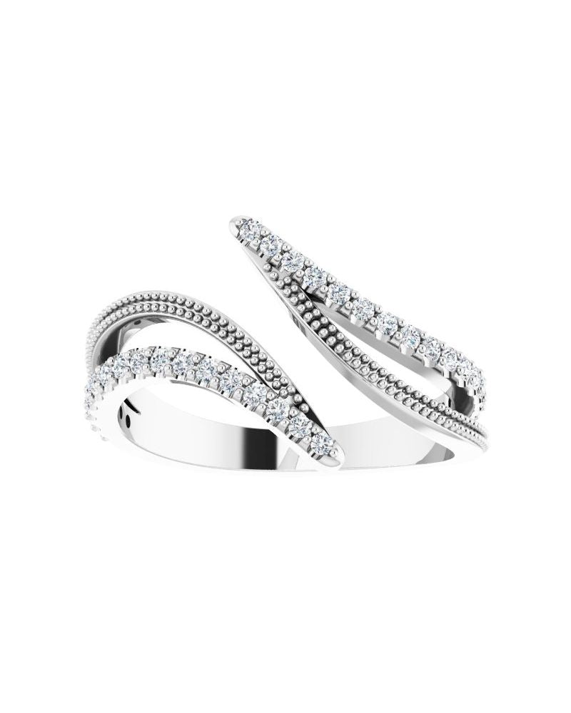 Anel Bypass em Ouro 14k com Diamantes Naturais – Modelo 5