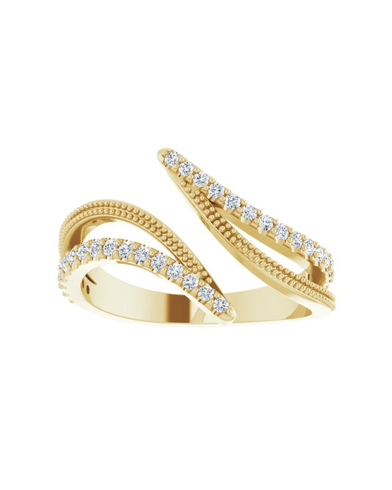 Anel Bypass em Ouro 14k com Diamantes Naturais – Modelo 5