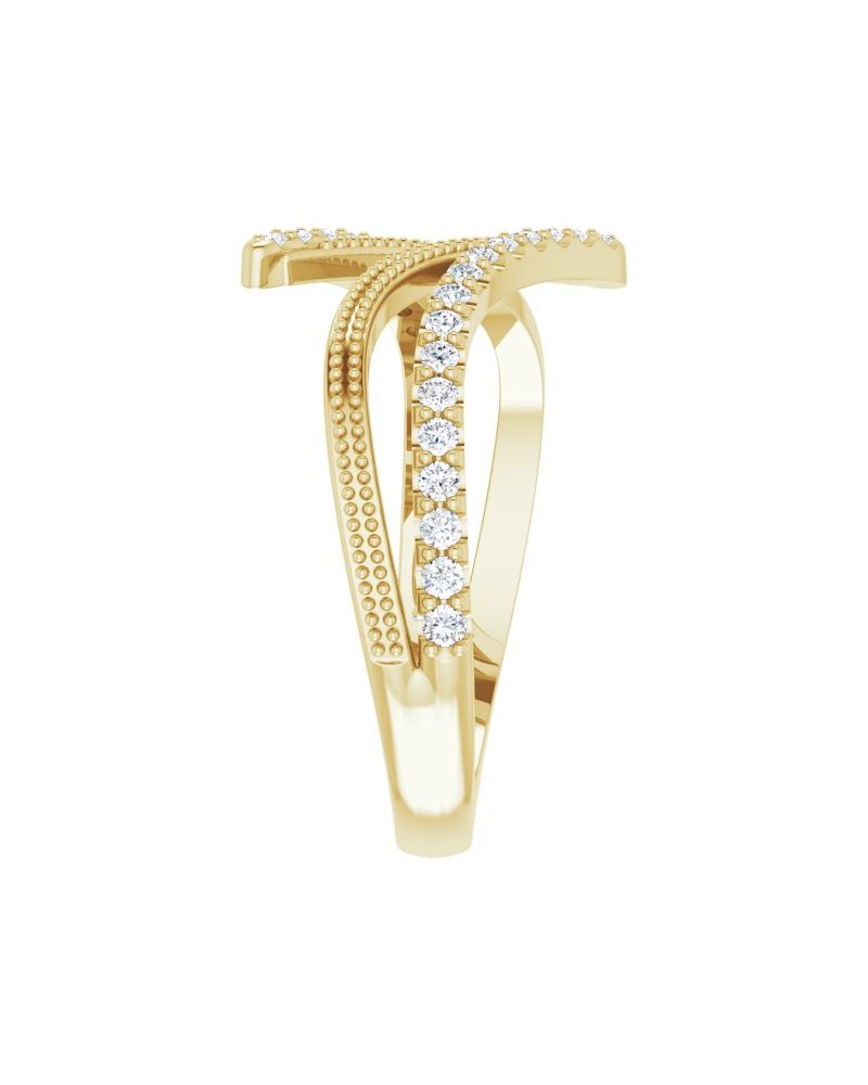 Anel Bypass em Ouro 14k com Diamantes Naturais – Modelo 5