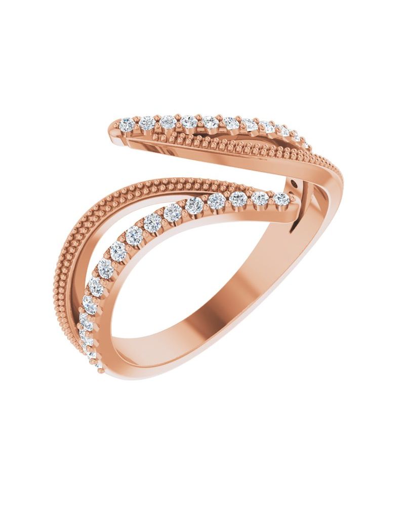 Anel Bypass em Ouro 14k com Diamantes Naturais – Modelo 5