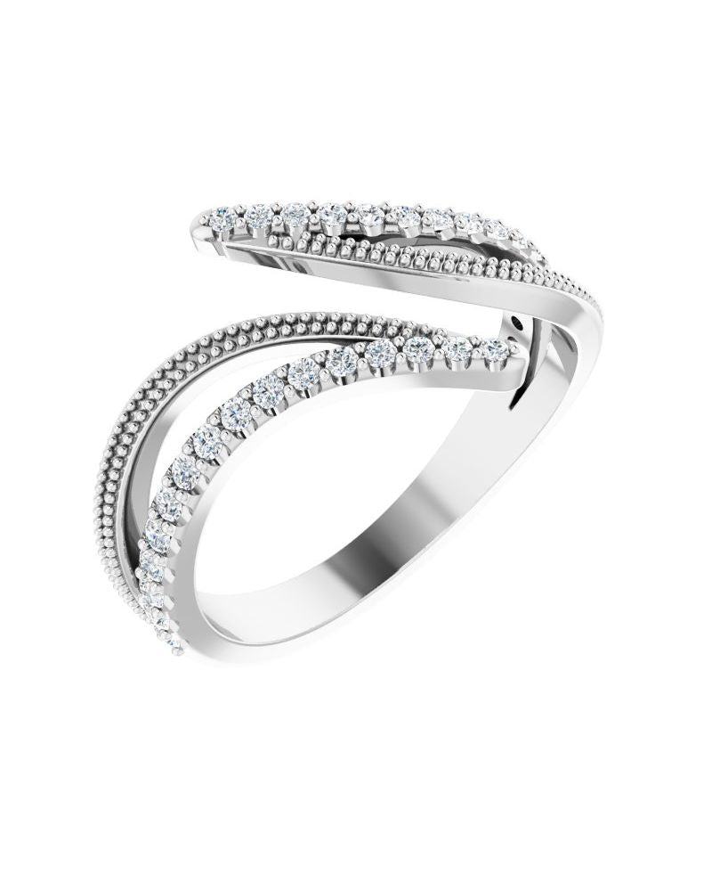 Anel Bypass em Ouro 14k com Diamantes Naturais – Modelo 5